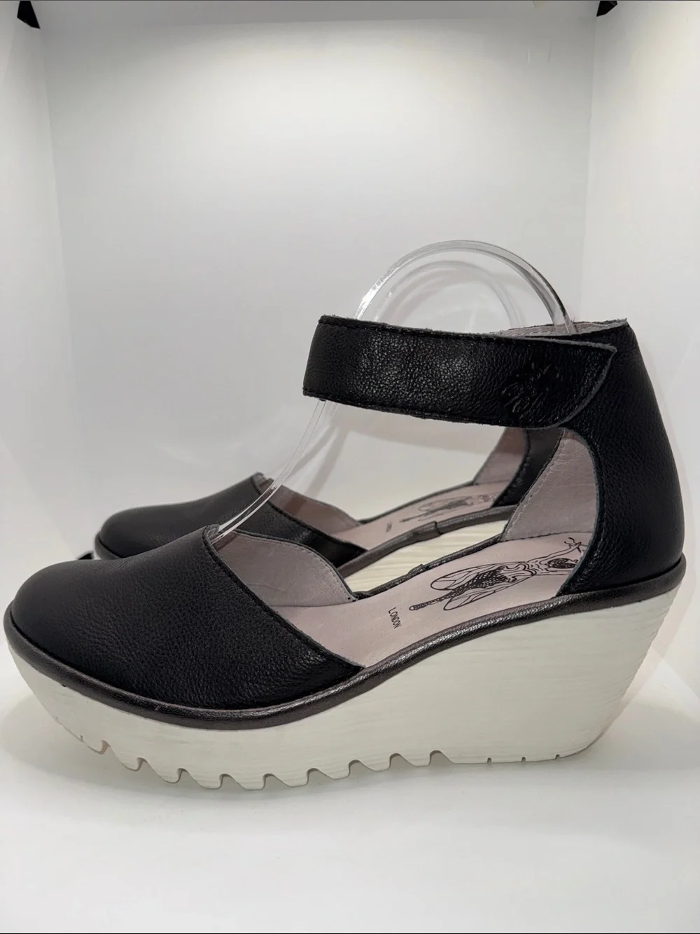 Fly London Yand Wedge Shoes Black Leather Women’s EU 38 US 7.5-8